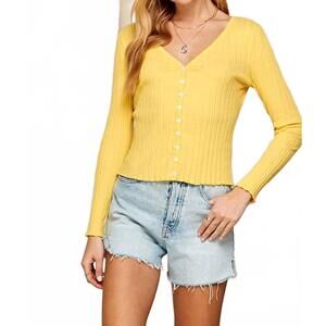 NEW TWENTY TEN long sleeve ribbed cardigan in yellow